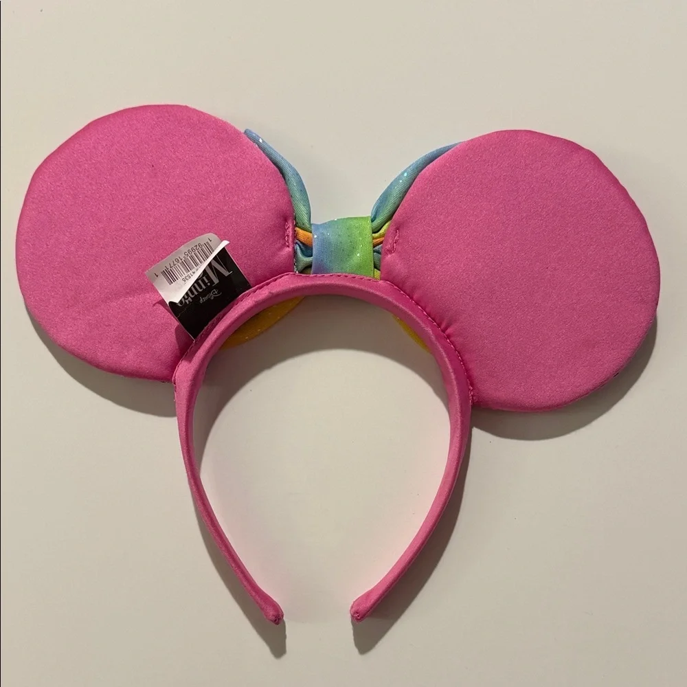 Disney Pink Rainbow Sequin Minnie Ears Headband